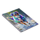 巨大カラフル幸せよくはしゃぐおもしろい犬、スプラッシュ ノートブック (右側)