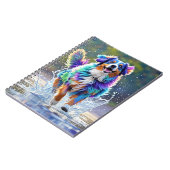 巨大カラフル幸せよくはしゃぐおもしろい犬、スプラッシュ ノートブック (左側)