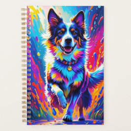 巨大カラフル幸せよくはしゃぐおもしろい犬、スプラッシュ プランナー手帳