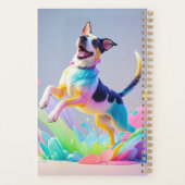 巨大カラフル幸せよくはしゃぐおもしろい犬、スプラッシュ プランナー手帳 (裏面)