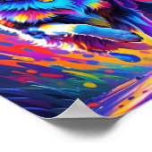 巨大カラフル幸せよくはしゃぐおもしろい犬、スプラッシュ ポスター (角)