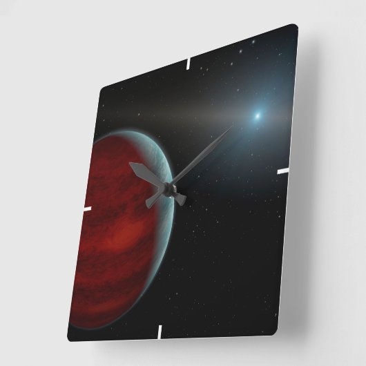 巨大ガス惑星のまわりに白い矮星。 スクエア壁時計 (傾斜)