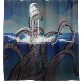 巨大クラーケンに襲われた海賊船 シャワーカーテン (正面)