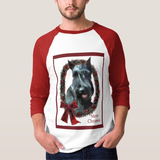 巨大シュナウザーのクリスマスプレゼント Tシャツ (正面)
