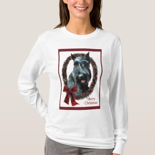 巨大シュナウザーのクリスマスプレゼント Tシャツ (正面)