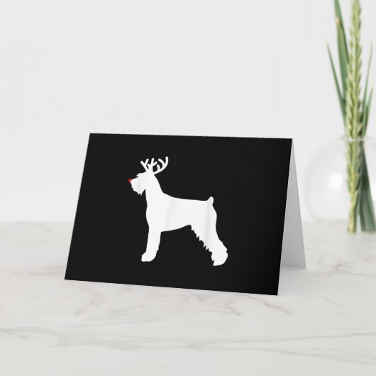 巨大シュナウザーのトナカイのクリスマス犬 サンキューカード (正面)