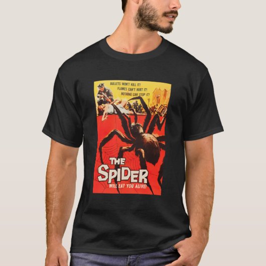 巨大スパイダーハロウィンモンスターホラー映画 Tシャツ (正面)