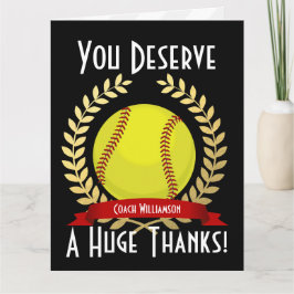 巨大ソフトボールのコーチありがとう黒 サンキューカード