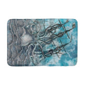 巨大タコブルーシーモンスターセーリングボート バスマット (正面)