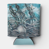 巨大タコブルーシーモンスターセーリングボート 缶クーラー (正面)