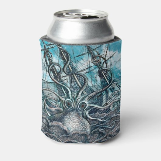 巨大タコブルーシーモンスターセーリングボート 缶クーラー (缶裏面)