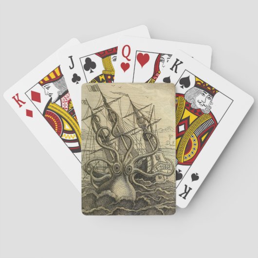 巨大タコヴィンテージ1801エッチング トランプ (裏面)