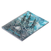 巨大タコ青い海のモンスターシルボートモノグラム ノートブック (左側)