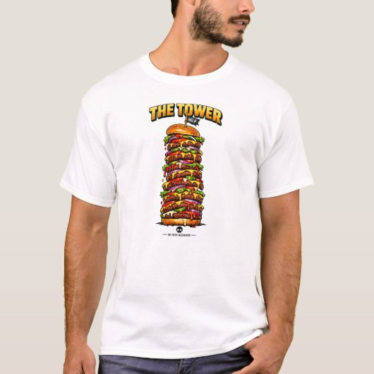巨大チーズバーガータワー グラフィック Tシャツ (正面)