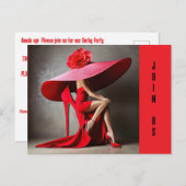 巨大ハットダービーパーティの招待状 インビテーションポストカード (正面/裏面)