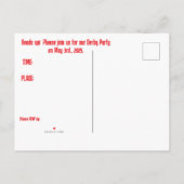 巨大ハットダービーパーティの招待状 インビテーションポストカード (裏面)