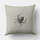 巨大ハロウィーンスパイダーのくもの巣灰色の背景 クッション (裏面)