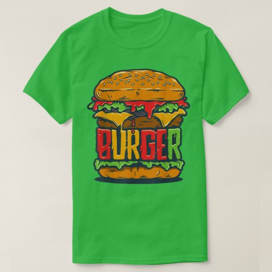 巨大ハンバーガーチーズバーガーおもしろいレストランブ Tシャツ (デザイン正面)
