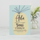 巨大パイナップルアート誕生日トロピカルサマーアロハ 招待状 (スタンド正面)