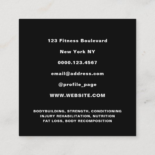 巨大パーソナルトレーナーロゴ名刺 スクエア名刺 (裏面)