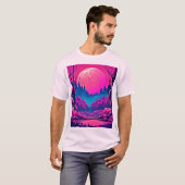 巨大ピンクムーンアート Tシャツ (正面フル)