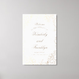 巨大フローラ結婚ゴールデンの歓迎サイン キャンバスプリント