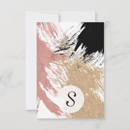 巨大ブラアートシストロークの金ゴールドバラ金ゴールドグリッター サンキューカード (裏面)