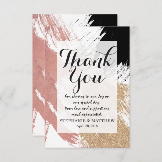 巨大ブラアートシストロークの金ゴールドバラ金ゴールドグリッター サンキューカード (正面/裏面)