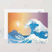 巨大ブルーウェーブウィズサンスケッチ ポストカード (正面/裏面)