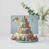 巨大ブロック玩具をテーマにした子供の誕生日 カード (スタンド正面)