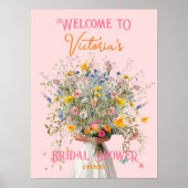 巨大ブーケブライドブライダルシャワーウェルカムサイン ポスター (正面)