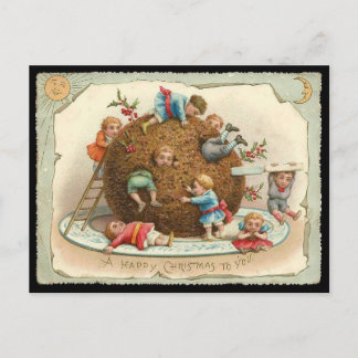 巨大プリンに住むクリスマスの子ども シーズンポストカード