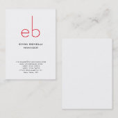 巨大モダンな赤モノグラムの白い背景 名刺 (正面/裏面)