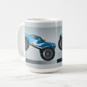 巨大モンスタートラックスピードウェイ愛好家デザイン コーヒーマグカップ (正面左)
