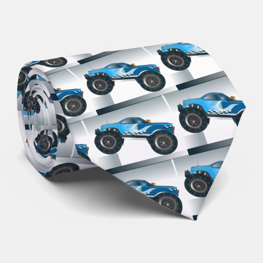 巨大モンスタートラックスピードウェイ愛好家デザイン ネクタイ (ロール)