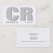 巨大ユニークモノグラムグレー白ビジネスカード 名刺 (正面/裏面)