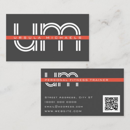 巨大レトロイニシャルミニマル 名刺 (正面/裏面)