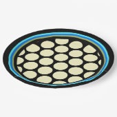 巨大レモンイエロー水玉模様+ブルー，オリーブ+ブラック ペーパープレート (アングル)