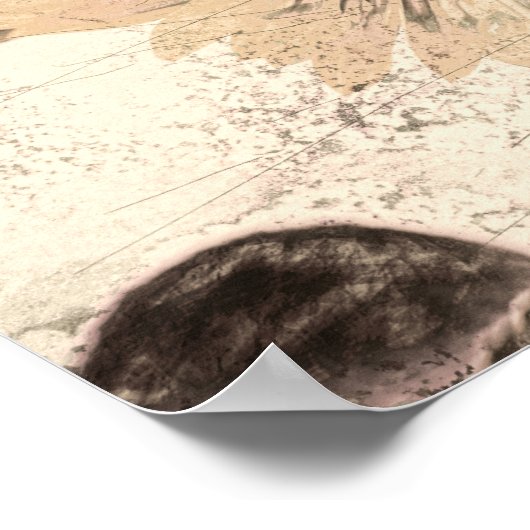 巨大ヴィンテージひまわりセピア茶色のテクスチャ ポスター (角)