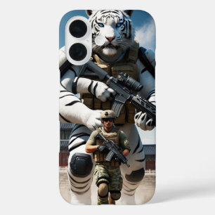 巨大人型ホワイトタイガー特殊部隊のオペレーター iPhone 16ケース