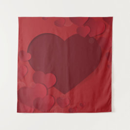巨大赤いハート背景 タペストリー