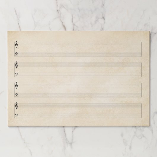 巨大12 x 18インチピアノグランドスタッフアンティーク原稿 ペーパーパッド (正面)