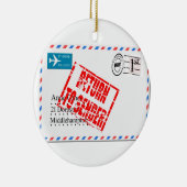 差出人に航空便の封筒を返送する セラミックオーナメント (右)