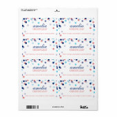 差出人住所かわいい紙吹雪水玉模様コーラルブルー ラベル (フルシート)