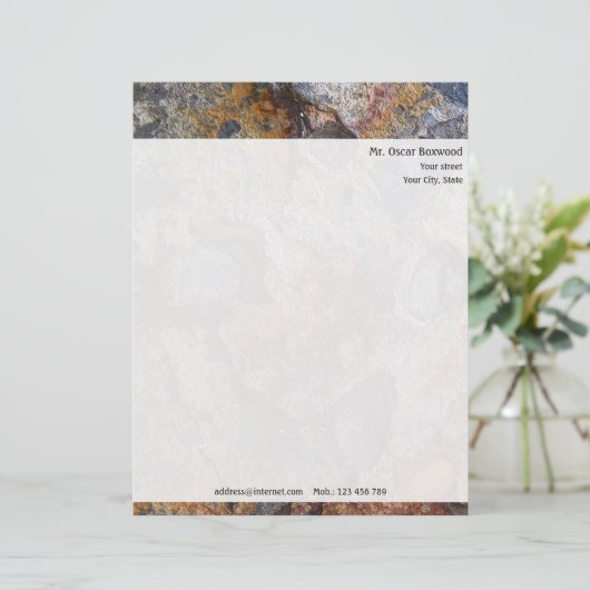 差出人住所が付いているパーソナライズな石の構造 レターヘッド (スタンド正面)