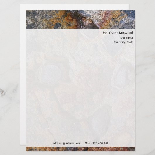 差出人住所が付いているパーソナライズな石の構造 レターヘッド (正面/裏面)