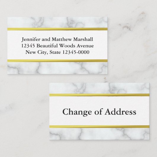 差出人住所のホワイトと金ゴールドの移行発表 エンクロージャーカード (正面/裏面)