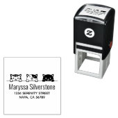 差出人住所の上から覗く3匹の猫 セルフインキングスタンプ (インサイチュ)