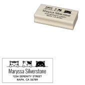 差出人住所の上から覗く3匹の猫 ラバースタンプ (押印)