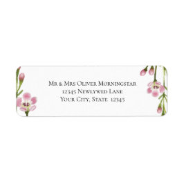 差出人住所の新鮮な春の花と葉 ラベル